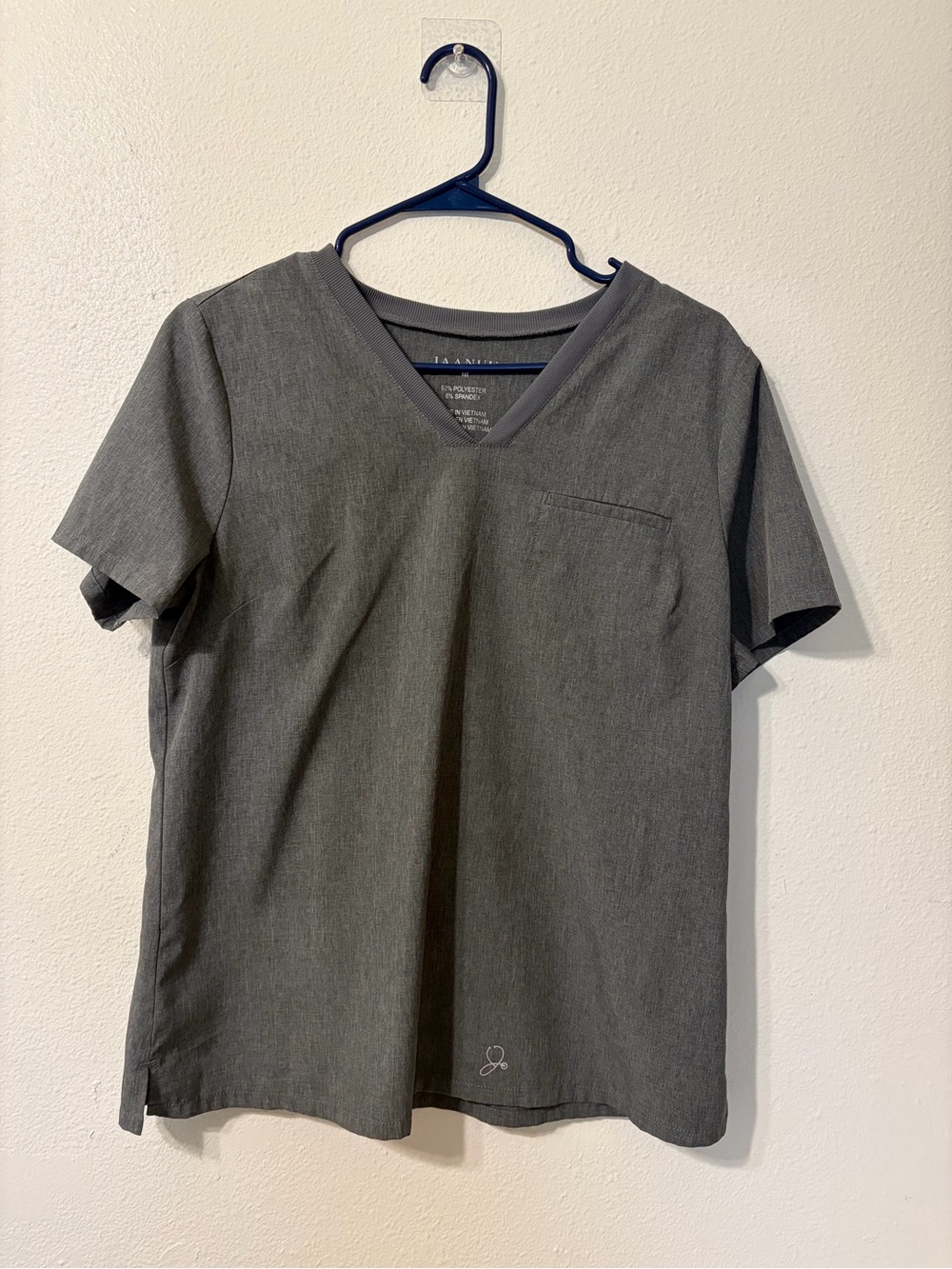 Jaanuu V-Neck Scrub Top- Charcoal Gray